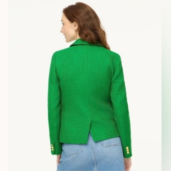 J. Crew School Boy Blazer Picnic Tweed Kelly Green Size 8 - Picture 3 of 17